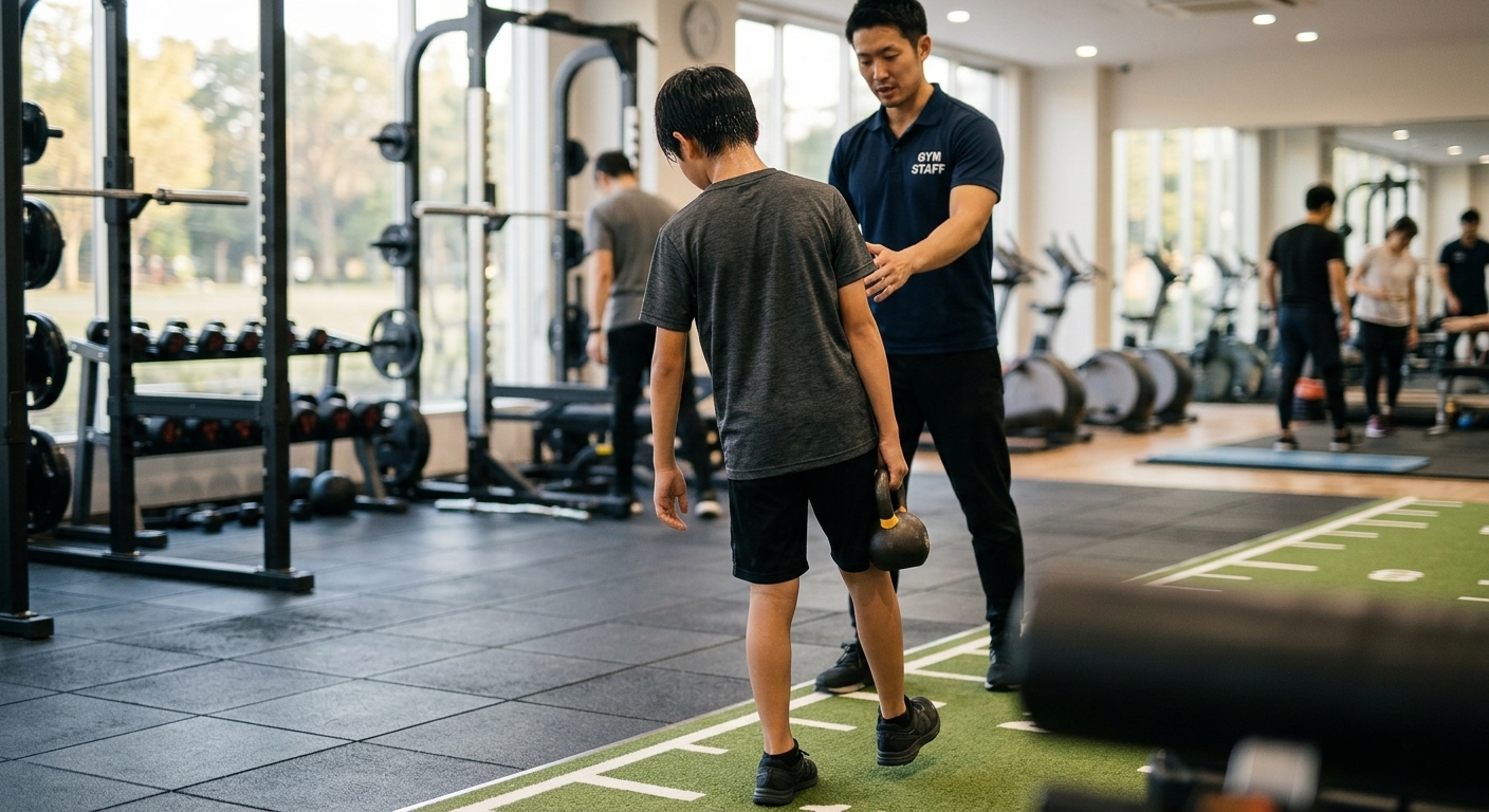 パーソナルトレーニングを頑張る中学生