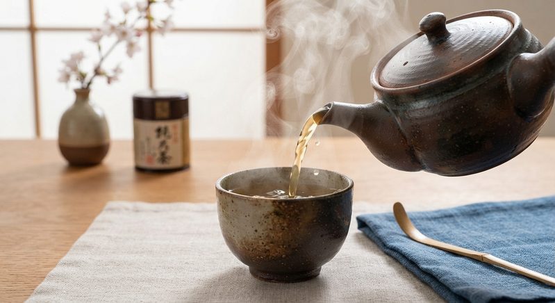 湯気がたっているお茶